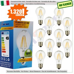 10 X Lampada Goccia SunSeed 10W a Filamento LED E27 Luce Naturale 4000K