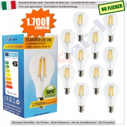 10 X Lampada Goccia SunSeed 12W a Filamento LED E27 Luce Naturale 4000K 1700 lumen