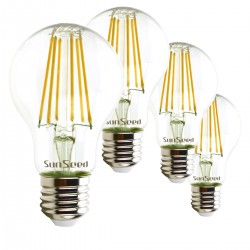 SunSeed, 4 X E27 9W (equivale a 90W) LAMPADINA LED GOCCIA A60 A FILAMENTO LED Luce calda 2700K 1055 Lumen