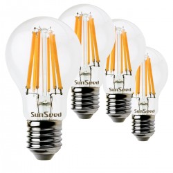 4 X Lampada Goccia SunSeed 10W a Filamento LED E27 Luce Calda 2700K