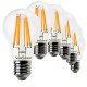 6 X Lampada Goccia SunSeed 10W a Filamento LED E27 Luce Calda 2700K