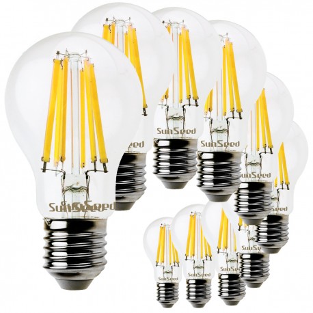SunSeed, 10 X E27 10W LAMPADINA LED GOCCIA A60 A FILAMENTO LED IN ZAFFIRO SINTETICO Luce naturale 4000K 1320 Lumen
