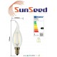 4 X Lampadina Colpo di Vento SunSeed 2W a Filamento LED in Zaffiro Sintetico E14 Luce Calda 2700K