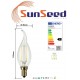 10 X Lampadina Colpo di Vento SunSeed 3W a Filamento LED in Zaffiro Sintetico E14 Luce Calda 2700K
