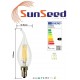 4 X Lampadina Colpo di Vento SunSeed 4W a Filamento LED in Zaffiro Sintetico E14 Luce Calda 2700K