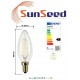 4 X Lampadina Candela SunSeed 3W a Filamento LED in Zaffiro Sintetico E14 Luce Calda 2700K
