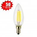 SunSeed, 50 X E14 4W LAMPADINA LED CANDELA C35 A FILAMENTO LED IN ZAFFIRO SINTETICO Luce naturale 4000K 470 Lumen 300°