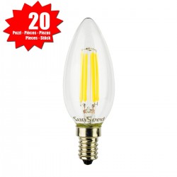 20 X Lampadina Candela SunSeed 4W a Filamento LED in Zaffiro Sintetico E14 Luce Naturale 4000K