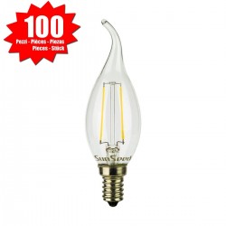 100 X Lampadina Colpo di Vento SunSeed 2W a Filamento LED in Zaffiro Sintetico E14 Luce Naturale 4000K