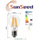 4 X Lampada Goccia SunSeed 10W a Filamento LED E27 Luce Calda 2700K