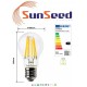 SunSeed, 4 X E27 10W LAMPADINA LED GOCCIA A60 A FILAMENTO LED IN ZAFFIRO SINTETICO Luce naturale 4000K 1200 Lumen
