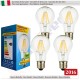 4 X Lampada Goccia SunSeed 8W a Filamento LED E27 Luce Naturale 4000K