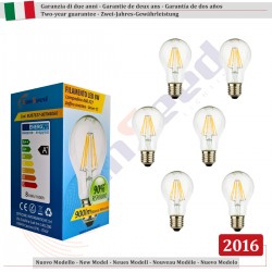 6 X Lampada Goccia SunSeed 8W a Filamento LED E27 Luce Naturale 4000K