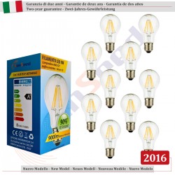 10 X Lampada Goccia SunSeed 8W a Filamento LED E27 Luce Naturale 4000K