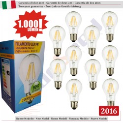 10 X Lampada Goccia SunSeed 9W a Filamento LED E27 Luce Calda 2700K