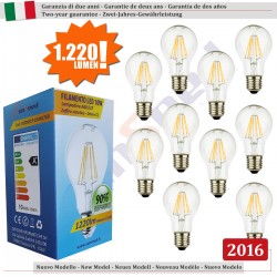10 X Lampada Goccia SunSeed 10W a Filamento LED E27 Luce Calda 2700K