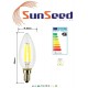 10 X LampadinaCandela SunSeed 4W a Filamento LED in Zaffiro Sintetico E14 Luce Naturale 4000K