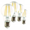 SunSeed, 4 X E27 7W (equivale a 75W) LAMPADINA LED GOCCIA A60 A FILAMENTO LED Luce naturale 4000K 806 Lumen