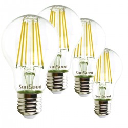 SunSeed, 4 X E27 9W (equivale a 90W) LAMPADINA LED GOCCIA A60 A FILAMENTO LED Luce naturale 4000K 1200 Lumen