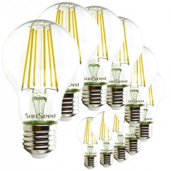 SunSeed, 4 X E27 9W (equivale a 90W) LAMPADINA LED GOCCIA A60 A FILAMENTO LED Luce naturale 4000K 1200 Lumen