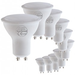 SunSeed 10x GU10 6W, LAMPADINA LED FARETTO, Luce Naturale 4000K 490 Lumen 120°