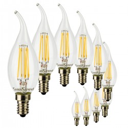SunSeed 10 X E14 6W LAMPADINA LED COLPO DI VENTO C35TA A FILAMENTO LED IN ZAFFIRO SINTETICO Luce calda 2700K 806 Lumen 300° 