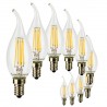 SunSeed 10 X E14 6W LAMPADINA LED COLPO DI VENTO C35TA A FILAMENTO LED IN ZAFFIRO SINTETICO Luce calda 2700K 806 Lumen 300°