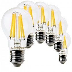 SunSeed, 6 X E27 10W LAMPADINA LED GOCCIA A60 A FILAMENTO LED IN ZAFFIRO SINTETICO Luce naturale 4000K 1200 Lumen