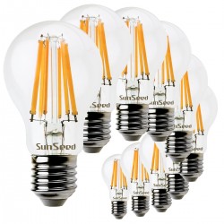 SunSeed, 10 X E27 12W LAMPADINA LED GOCCIA A60 A FILAMENTO LED IN ZAFFIRO SINTETICO Luce calda 2700K 1500 Lumen