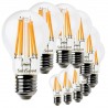 SunSeed, 10 X E27 12W LAMPADINA LED GOCCIA A60 A FILAMENTO LED IN ZAFFIRO SINTETICO Luce calda 2700K 1500 Lumen