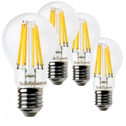 SunSeed, 4 X E27 12W LAMPADINA LED GOCCIA A60 A FILAMENTO LED IN ZAFFIRO SINTETICO Luce naturale 4000K 1500 Lumen