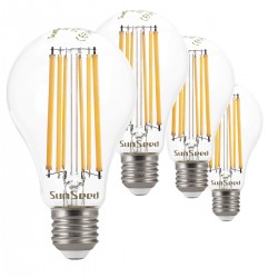 SunSeed, 4 X E27 13W LAMPADINA LED GOCCIA A68 A FILAMENTO LED IN ZAFFIRO SINTETICO Luce calda 2700K 1800 Lumen
