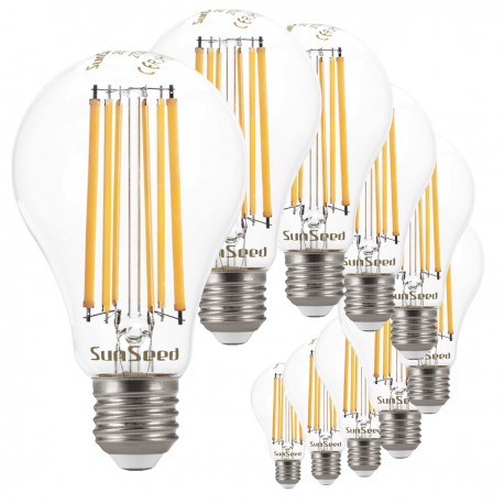 SunSeed, 10 X E27 13W LAMPADINA LED GOCCIA A68 A FILAMENTO LED IN ZAFFIRO SINTETICO Luce calda 2700K 1800 Lumen