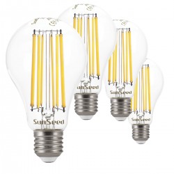SunSeed, 4 X E27 13W LAMPADINA LED GOCCIA A68 A FILAMENTO LED IN ZAFFIRO SINTETICO Luce naturale 4000K 1800 Lumen