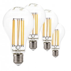 SunSeed, 4 X E27 16W LAMPADINA LED GOCCIA A75 A FILAMENTO LED IN ZAFFIRO SINTETICO Luce calda 2700K 2300 Lumen