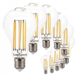 SunSeed, 10 X E27 16W LAMPADINA LED GOCCIA A75 A FILAMENTO LED IN ZAFFIRO SINTETICO Luce calda 2700K 2300 Lumen