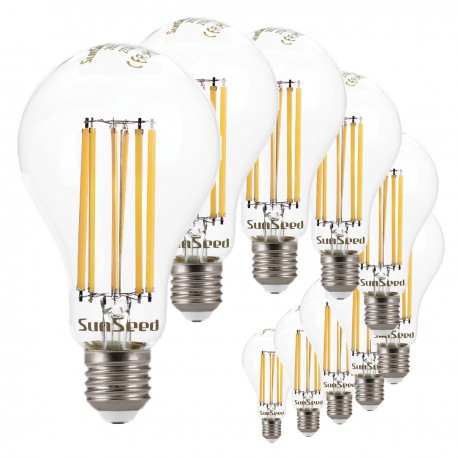 SunSeed, 10 X E27 16W LAMPADINA LED GOCCIA A75 A FILAMENTO LED IN ZAFFIRO SINTETICO Luce calda 2700K 2300 Lumen