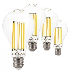 SunSeed, 4 X E27 16W LAMPADINA LED GOCCIA A75 A FILAMENTO LED IN ZAFFIRO SINTETICO Luce naturale 4000K 2300 Lumen