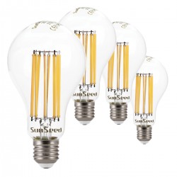 SunSeed, 4 X E27 18W LAMPADINA LED GOCCIA A75 A FILAMENTO LED IN ZAFFIRO SINTETICO Luce calda 2700K 2700 Lumen