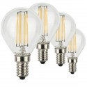 SunSeed, 4 X E14 6W LAMPADINA LED SFERA G45 A FILAMENTO LED IN ZAFFIRO SINTETICO Luce calda 2700K 806 Lumen 300° Driver IC