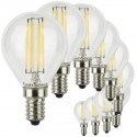 SunSeed, 10 X E14 6W LAMPADINA LED SFERA G45 A FILAMENTO LED IN ZAFFIRO SINTETICO Luce naturale 4000K 806 Lumen 300° Driver IC