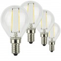 SunSeed, 4 X E14 2W LAMPADINA LED SFERA G45 A FILAMENTO LED IN ZAFFIRO SINTETICO Luce naturale 4000K 250 Lumen 300° Driver IC