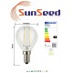 SunSeed, 4 X E14 2W LAMPADINA LED SFERA G45 A FILAMENTO LED IN ZAFFIRO SINTETICO Luce Naturale 4000K 250 Lumen 300° Driver IC