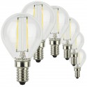 SunSeed, 6 X E14 2W LAMPADINA LED SFERA G45 A FILAMENTO LED IN ZAFFIRO SINTETICO Luce naturale 4000K 250 Lumen 300° Driver IC