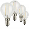 SunSeed, 4 X E14 2W LAMPADINA LED SFERA G45 A FILAMENTO LED IN ZAFFIRO SINTETICO Luce calda 2700K 250 Lumen 300° Driver IC