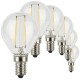 SunSeed, 6 X E14 2W LAMPADINA LED SFERA G45 A FILAMENTO LED IN ZAFFIRO SINTETICO Luce calda 2700K 250 Lumen 300° Driver IC