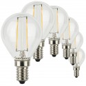 SunSeed, 6 X E14 2W LAMPADINA LED SFERA G45 A FILAMENTO LED IN ZAFFIRO SINTETICO Luce calda 2700K 250 Lumen 300° Driver IC