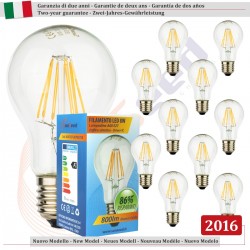 10 X Lampadina Goccia SunSeed 8W a Filamento LED E27 Luce Calda 2700K