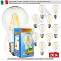 SunSeed, 10 X E27 8W LAMPADINA LED GOCCIA A60 A FILAMENTO LED IN ZAFFIRO SINTETICO Luce calda 2700K 800 Lumen