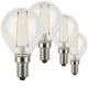 SunSeed, 4 X E14 3W LAMPADINA LED SFERA G45 A FILAMENTO LED IN ZAFFIRO SINTETICO Luce calda 2700K 350 Lumen 300° Driver IC